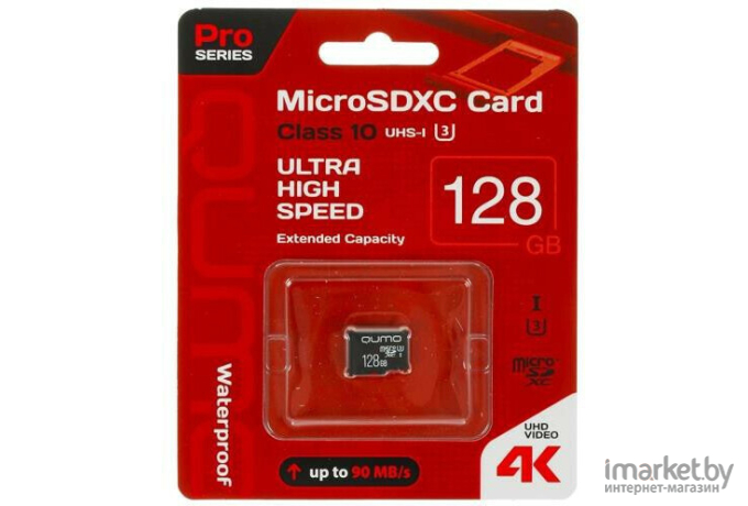 Карта памяти Qumo microSDXC 128GB без адаптера (QM128GMICSDXC10U3NA)