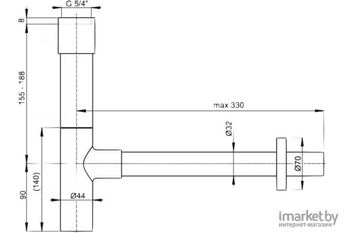 Сифон для умывальника Alcaplast Ø32 DESIGN (A400)