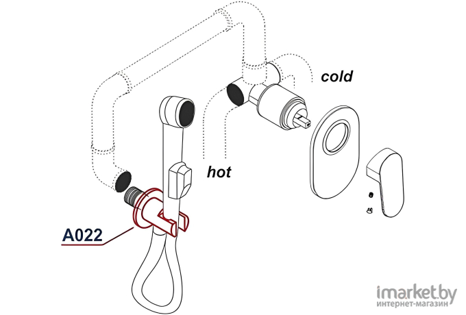 Подключение для душевого шланга Wasserkraft A022