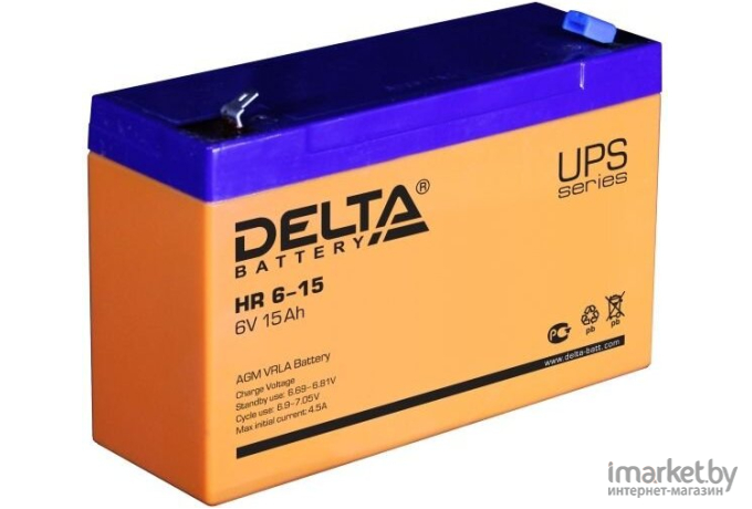 Аккумулятор для ИБП DELTA HR 6-15 6V/15Ah