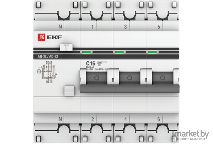 Дифференциальный автомат EKF DA32-16-30-4P-pro