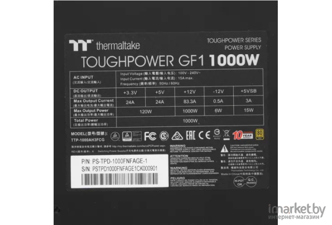 Блок питания Thermaltake Toughpower GF1 1000W TT Premium Edition (PS-TPD-1000FNFAGE-1)