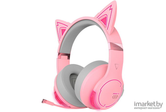 Наушники с микрофоном Edifier G5BT Cat розовый/серый