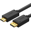 Кабель UGREEN DP101-10202 DisplayPort (M) to HDMI (M), 4K@30Hz, 2m, Black UGREEN DP Male to HDMI Male Cable 2m DP101 (Black) 10202
