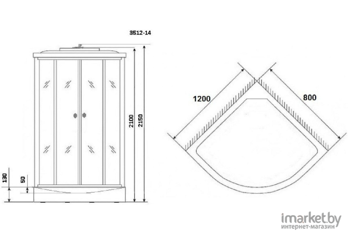 Душевая кабина Niagara Classic NG-3512-14L 120х80х215 левый (35121433L)