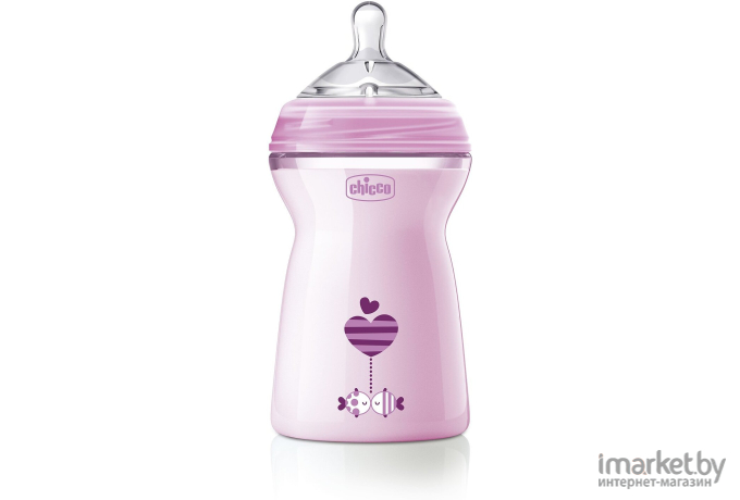 Бутылочка CHICCO Nursery Natural Feeling 330 мл с силиконовой соской с флексорами розовый (00081335100000)