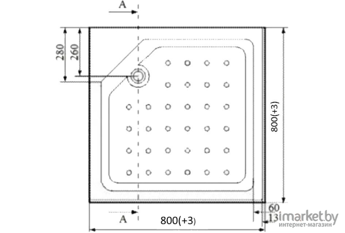 Душевой поддон Triton ПД21 квадратный 80х80 в комплекте (Щ0000038719)