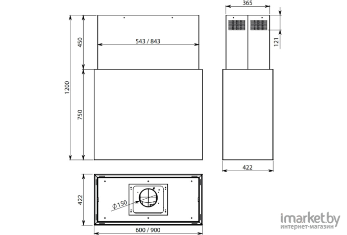 Вытяжка Falmec DESIGN+ LAGUNA ISOLA 60 INOX PANNELLABILE (CLDI6075.E1P2#ZZZI491F)