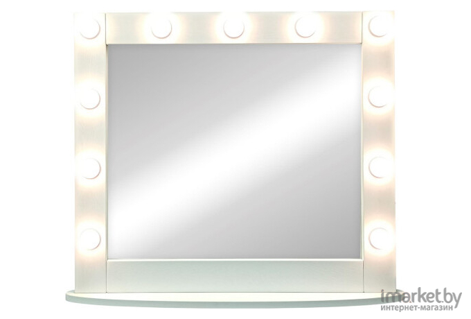 Зеркало Континент гримерное настольное 800х700 11 ламп белый (ЗГП44)