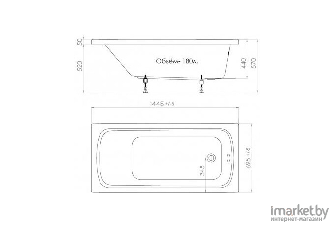 Ванна Triton Стандарт 165х70 Экстра (Щ0000017402)