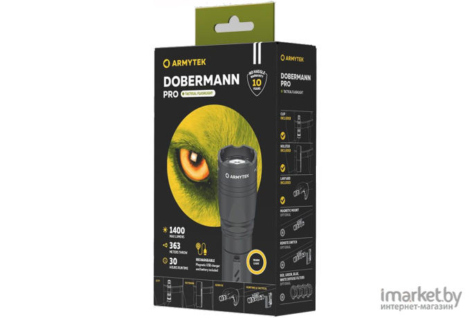 Тактический фонарь Armytek Dobermann Pro Magnet USB (F07501W)