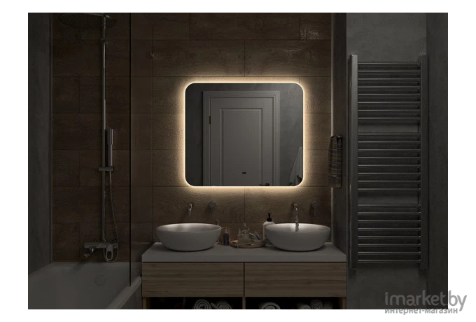Зеркало для ванной Континент Burzhe Led 800х600мм ореольная холодная подсветка, Б/К сенсор, с подогревом (ЗЛП2515)