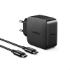 Сетевое зарядное устройство UGREEN CD217-70867, 1 USB-C GaN Tech, PD 65W, кабель С-С 2m, Black