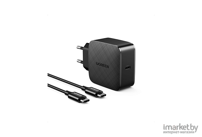 Сетевое зарядное устройство UGREEN CD217-70867, 1 USB-C GaN Tech, PD 65W, кабель С-С 2m, Black