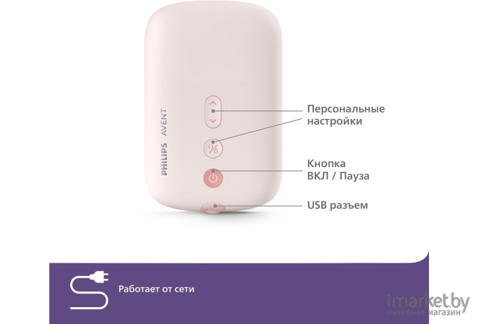 Молокоотсос электронный Philips AVENT Premium Natural Motion розовый (SCF391/11)