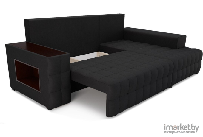 Угловой диван Mebel-Ars Мадрид правый велюр черный (М4-20-9)