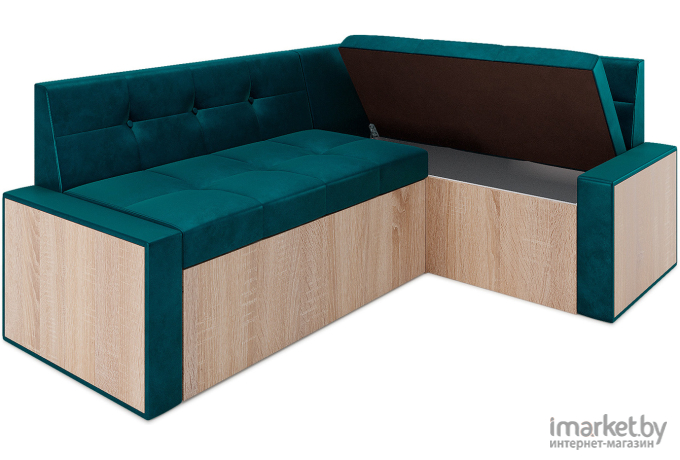 Кухонный диван Mebel-Ars Бали 194х118 правый бархат сине-зеленый (М11-1-2)