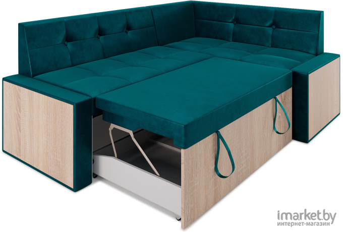Кухонный диван Mebel-Ars Бали 194х118 правый бархат сине-зеленый (М11-1-2)
