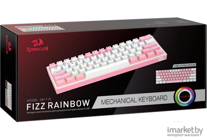 Клавиатура Redragon Fizz 70672 розовый/белый