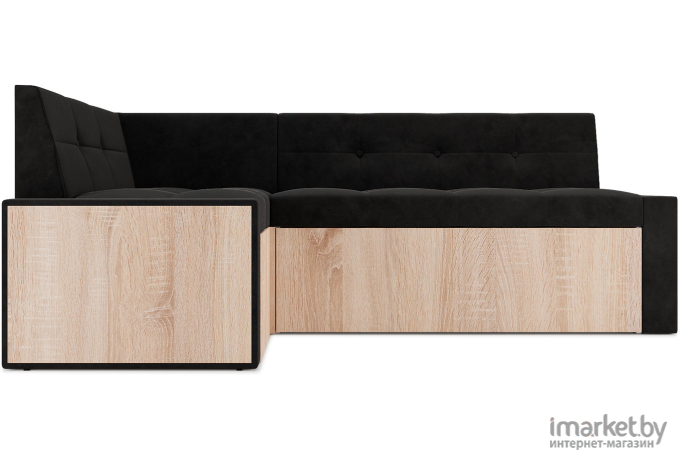 Кухонный диван Mebel-Ars Бали 194х118 левый велюр черный (М11-2-9)