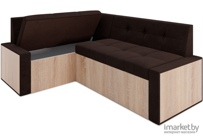 Кухонный диван Mebel-Ars Бали 194х118 левый кордрой коричневый (М11-2-15)