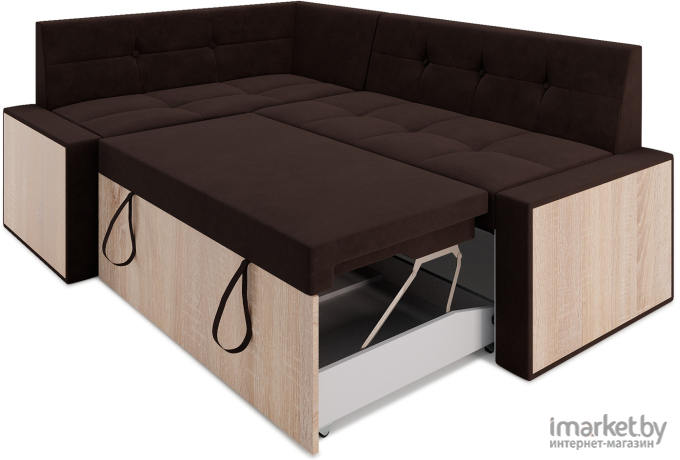 Кухонный диван Mebel-Ars Бали 194х118 левый кордрой коричневый (М11-2-15)