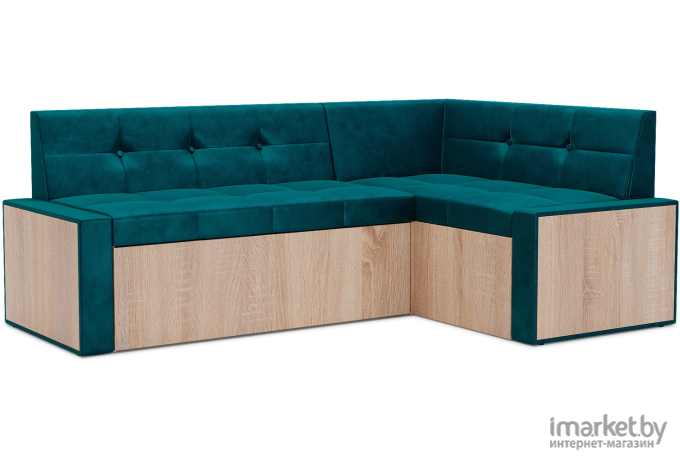 Кухонный диван Mebel-Ars Бали 174х98 правый бархат сине-зеленый (М11-3-2)