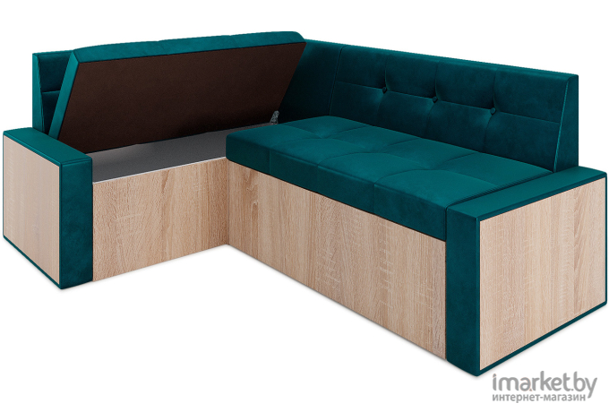 Кухонный диван Mebel-Ars Бали 174х98 левый бархат сине-зеленый (М11-4-2)