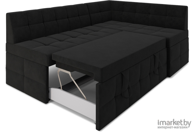 Кухонный диван Mebel-Ars Атлантис 190х84 правый велюр черный НВ-178 17 (М11-7-9)