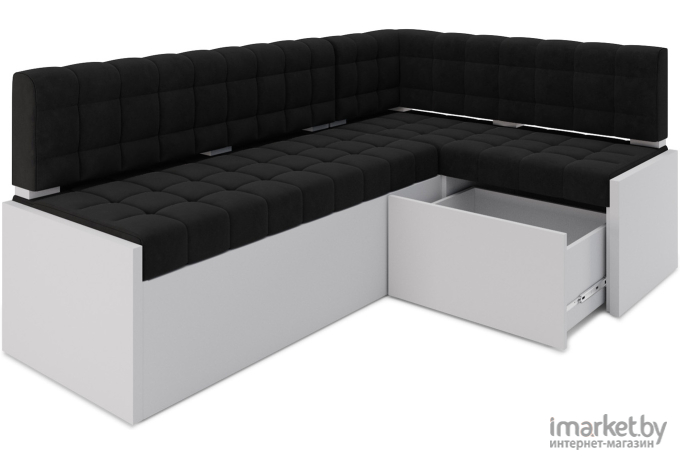 Кухонный диван Mebel-Ars Ганновер 208х82 правый велюр черный НВ-178 17 (М11-9-9)