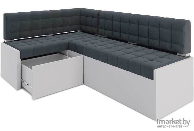 Кухонный диван Mebel-Ars Ганновер 208х82 левый велюр серо-синий HB-178 26 (М11-10-5)
