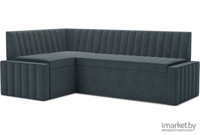 Кухонный диван Mebel-Ars Вермут 213х82 левый велюр серо-синий HB-178 26 (М11-18-5)