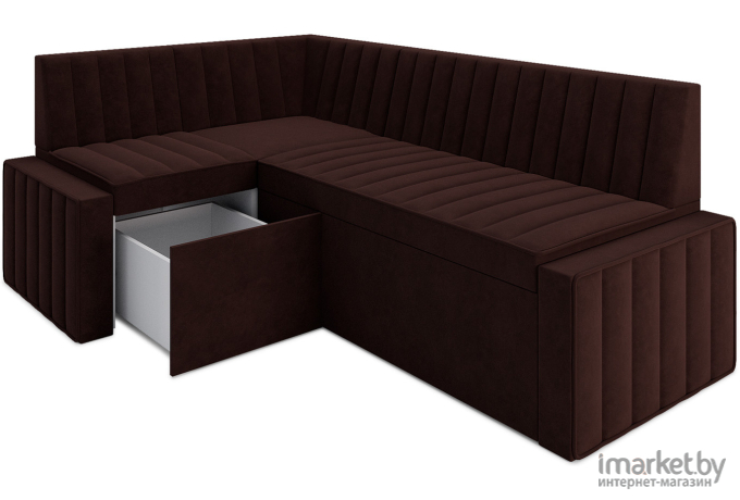Кухонный диван Mebel-Ars Вермут 213х82 левый велюр шоколад HB-178 16 (М11-18-8)