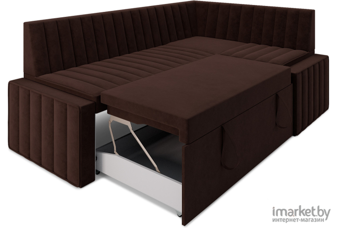 Кухонный диван Mebel-Ars Вермут 193х82 правый велюр шоколад HB-178 16 (М11-19-8)