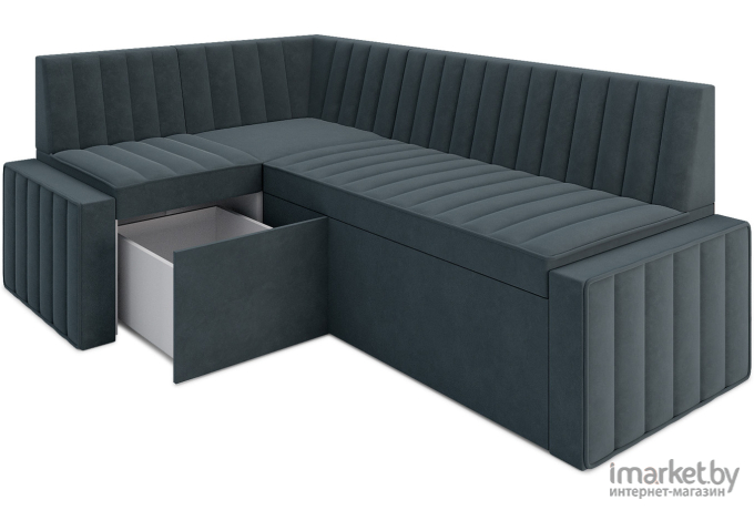 Кухонный диван Mebel-Ars Версаль 170х90 левый велюр серо-синий (М11-20-5)