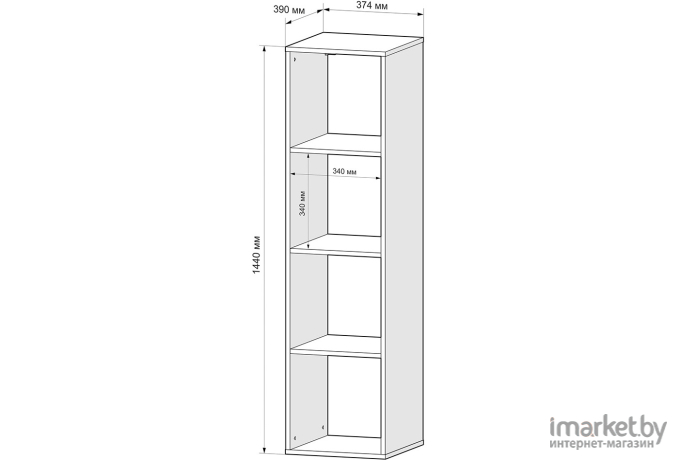 Стеллаж Mebel-Ars Калакс 1х4 дуб сонома (Стж3-3)