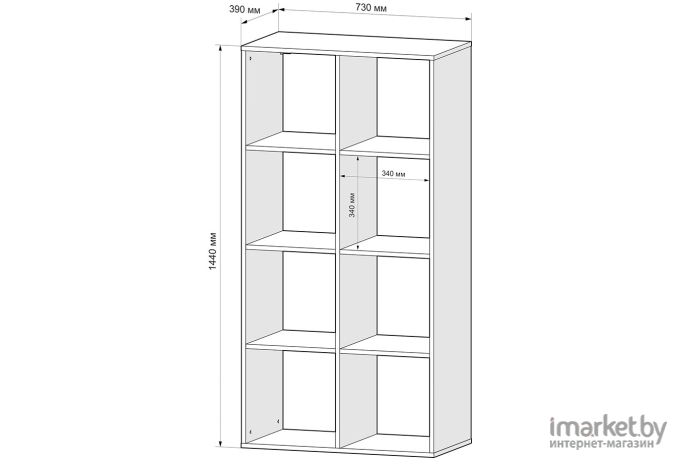 Стеллаж Mebel-Ars Калакс 2х4 дуб сонома (Стж5-3)