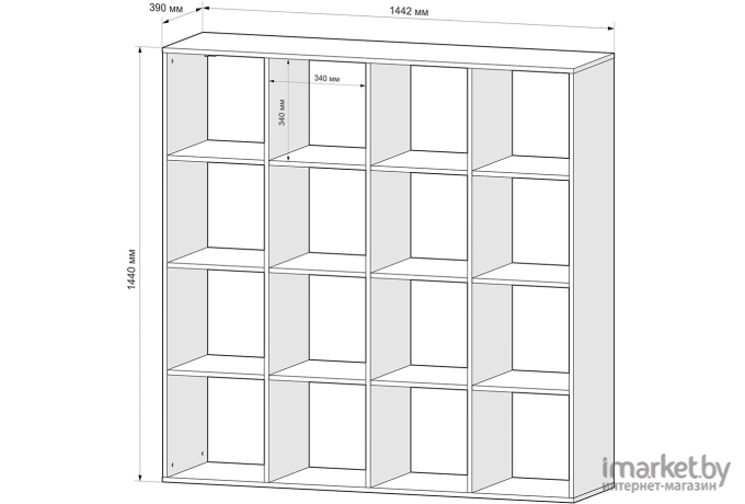 Стеллаж Mebel-Ars Калакс 4х4 дуб сонома (Стж7-3)