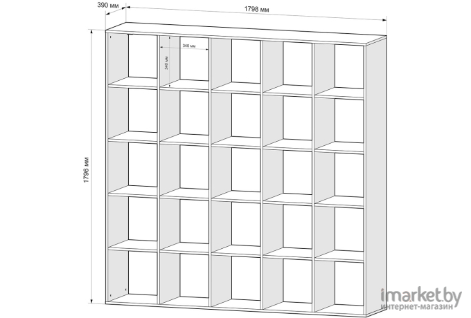 Стеллаж Mebel-Ars Калакс 5х5 дуб сонома (Стж8-3)