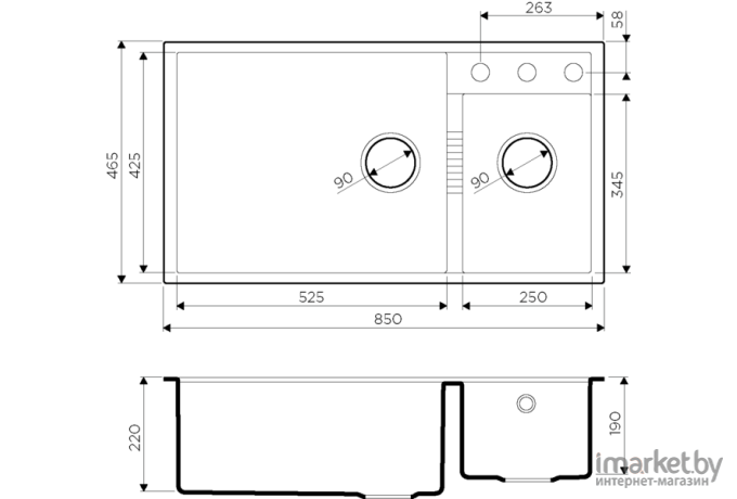 Кухонная мойка Omoikiri Tedori 85-2-U-BL (черный)