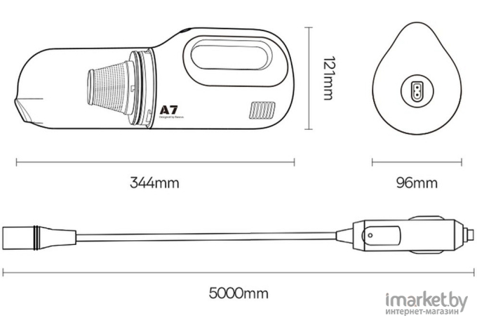 Автомобильный пылесос Baseus VCAQ020213 A7 Car Vacuum Cleaner Dark Gray