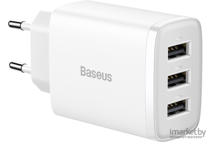 Сетевое зарядное устройство Baseus CCXJ020102 Compact Charger 3U 17W (модель CCCP17UC) White