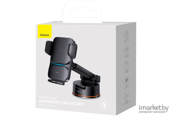 Автомобильный держатель Baseus Wisdom Auto Alignment Car Mount Wireless Charger 15W Black (CGZX000101)