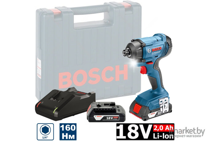 Винтоверт Bosch GDR 180-LI Professional 06019G5123 (с 2-мя АКБ, кейс)
