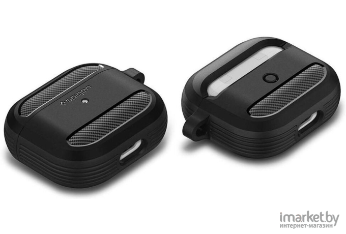 Чехол для наушников AirPods 3 гелевый Spigen Rugged Armor черный