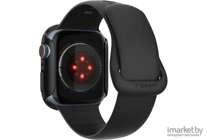 Чехол для Apple Watch 41 мм пластиковый тонкий Spigen Thin Fit черный