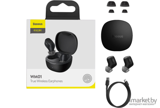 Наушники Baseus Encok True Wireless Earphones WM01 Black (NGWM01-01)