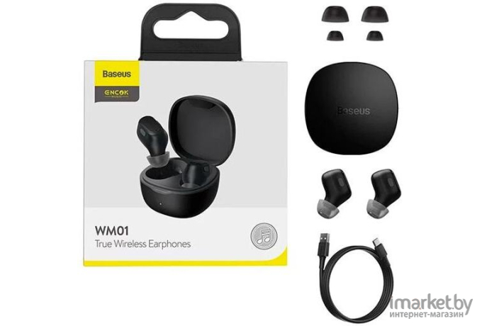 Наушники Baseus Encok True Wireless Earphones WM01 Black (NGWM01-01)