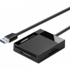 Картридер UGREEN CR125-30333; USB 3.0 to TF/SD/MS/CF3.0; с кабелем 50см, Space Gray