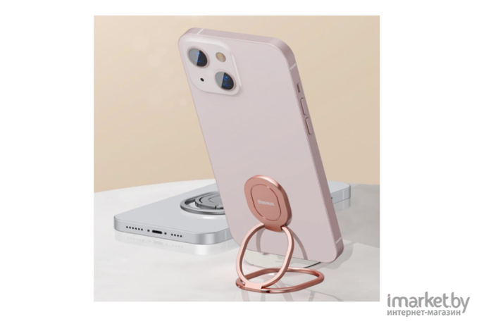 Держатель-кольцо Baseus Rails Phone Ring Stand/Holder (LUGD000015) Rose Gold